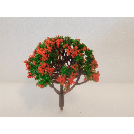 1 arbre boule fleuri rouge 8cm de haut