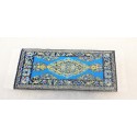 1 tapis fils tissés bleus 9cm sur 5cm