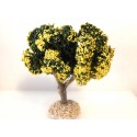 Arbre tronc bois, fleuri jaune  12cm de haut