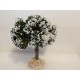 Arbre tronc bois, fleuri blanc, 12cm de haut