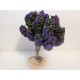 Arbre tronc bois, fleuri violet, 12cm de haut