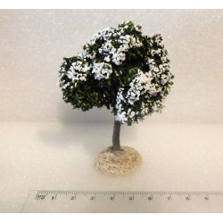 Arbre  tronc bois fleuri blanc 8cm de haut