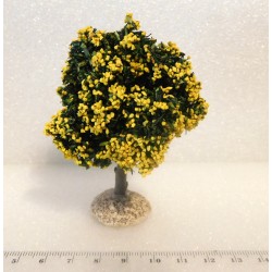 Arbre tronc bois, fleuri jaune 8cm de haut